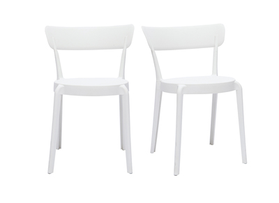 Set de 2 sillas apilables de plástico blanco para interior/exterior RIOS